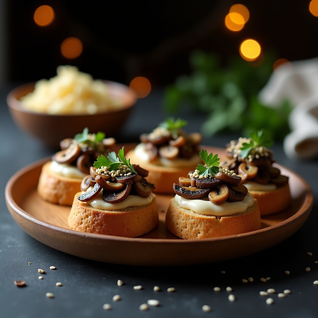Tostadas de Pan de Trigo Sarraceno con Hongo Shimeji y Trufa: Receta Gourmet Vegana