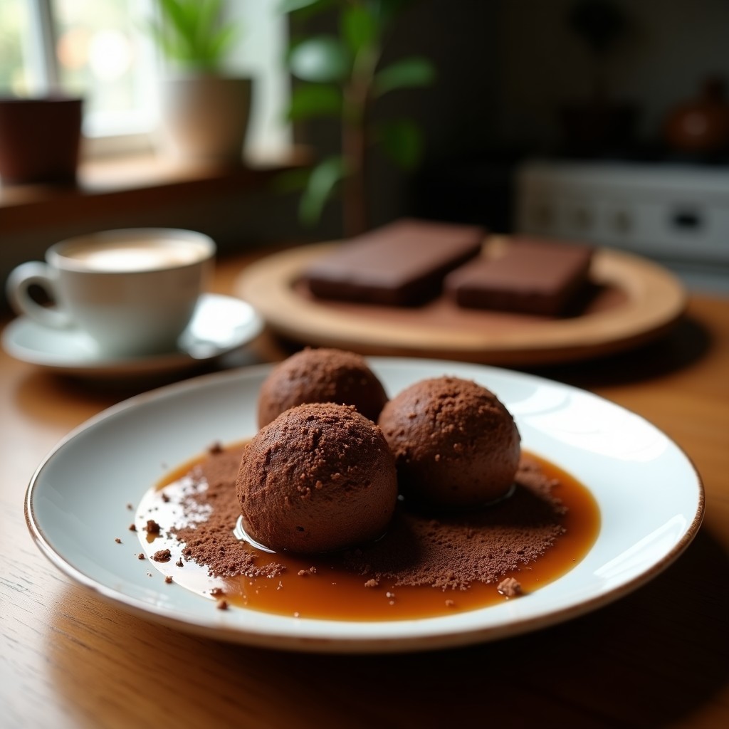 Trufas de Café y Dátiles con Cobertura de Cacao: Postre Vegano Sin Horno