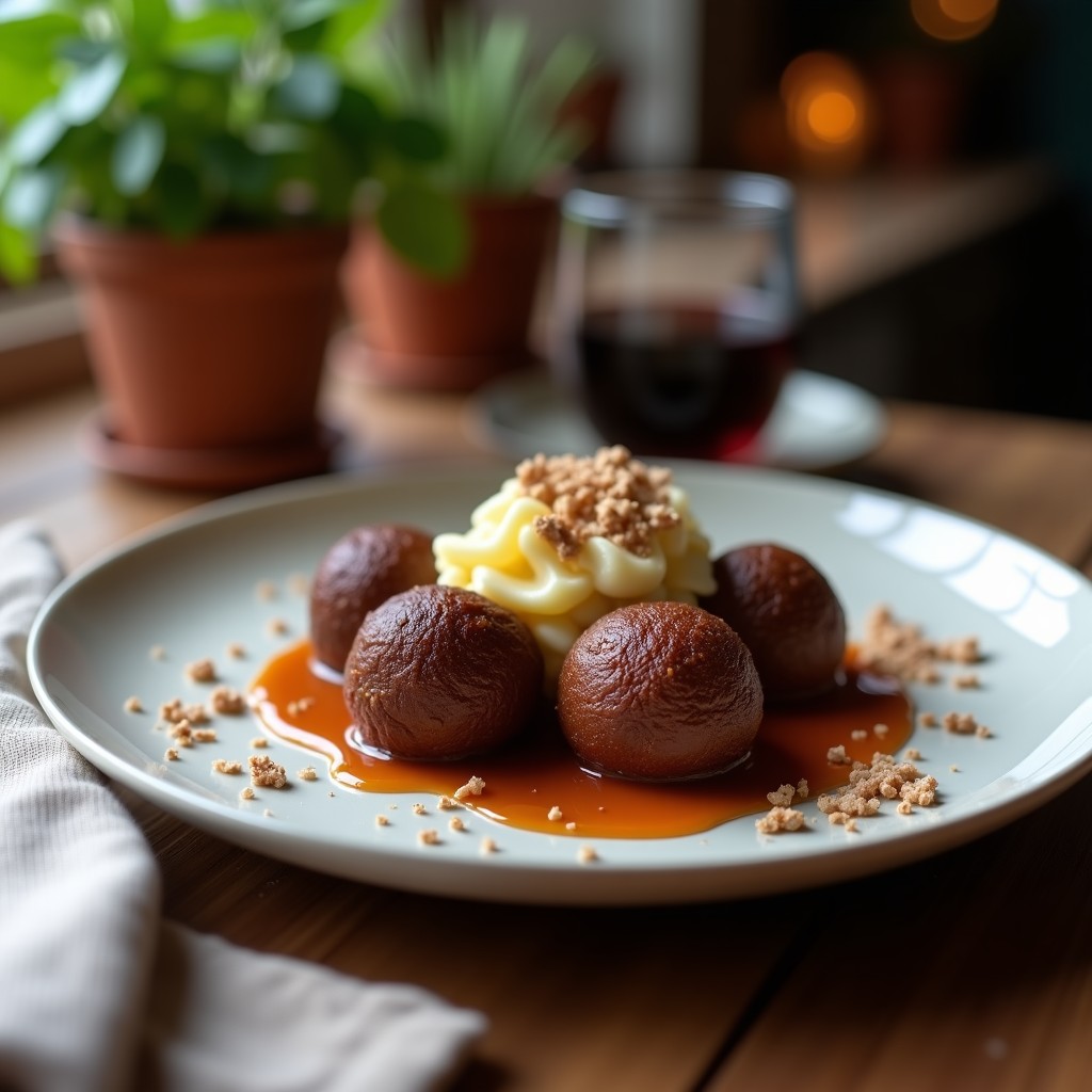 Trufas de higos y nuez de Brasil con cobertura de cacao puro, postre sin azúcar y rico en selenio, servidas en plata de madera sobre fondo oscuro.