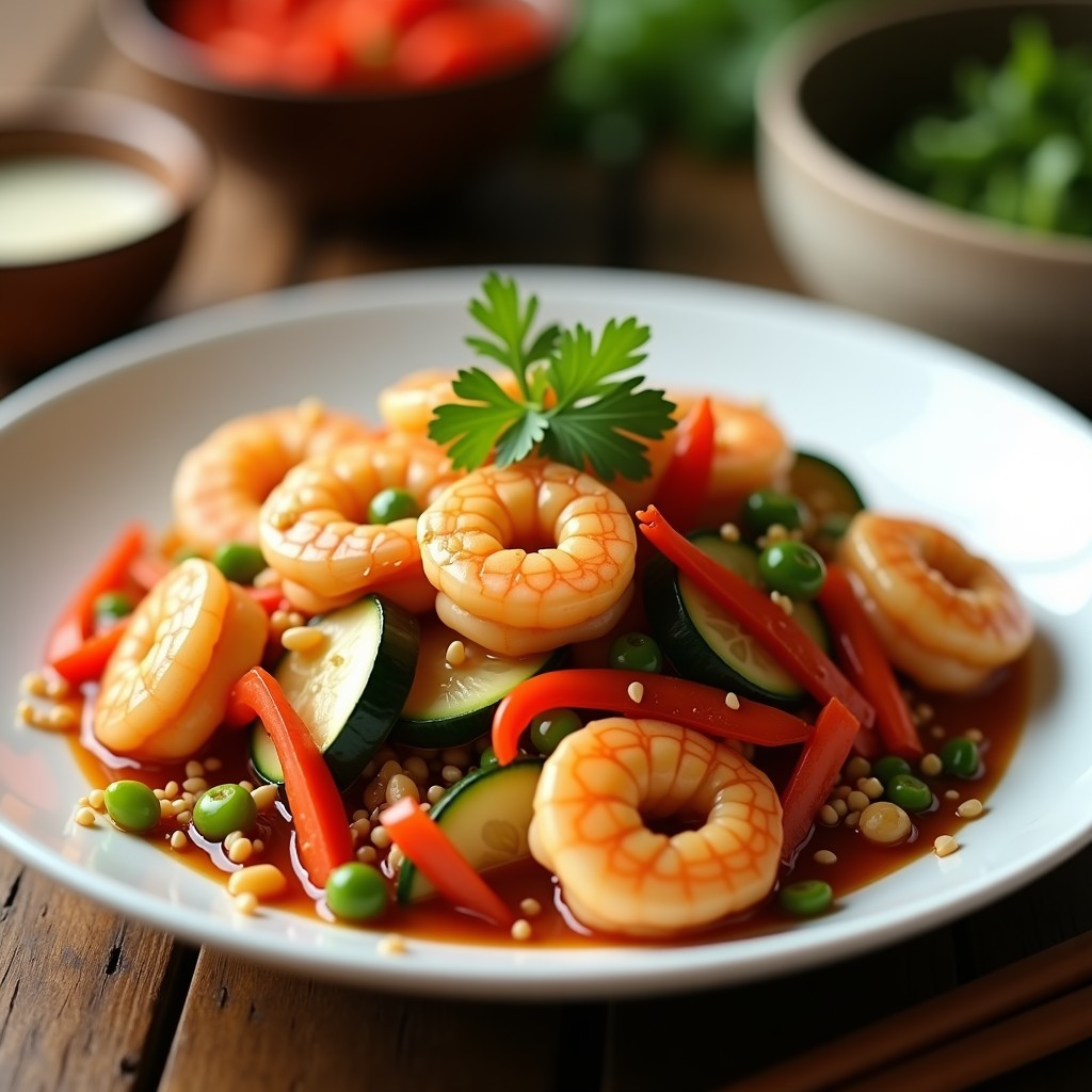 Wok de Garnelen al Ajillo con Verduras: Receta China Rápida y Baja en Calorías en 15 Minutos