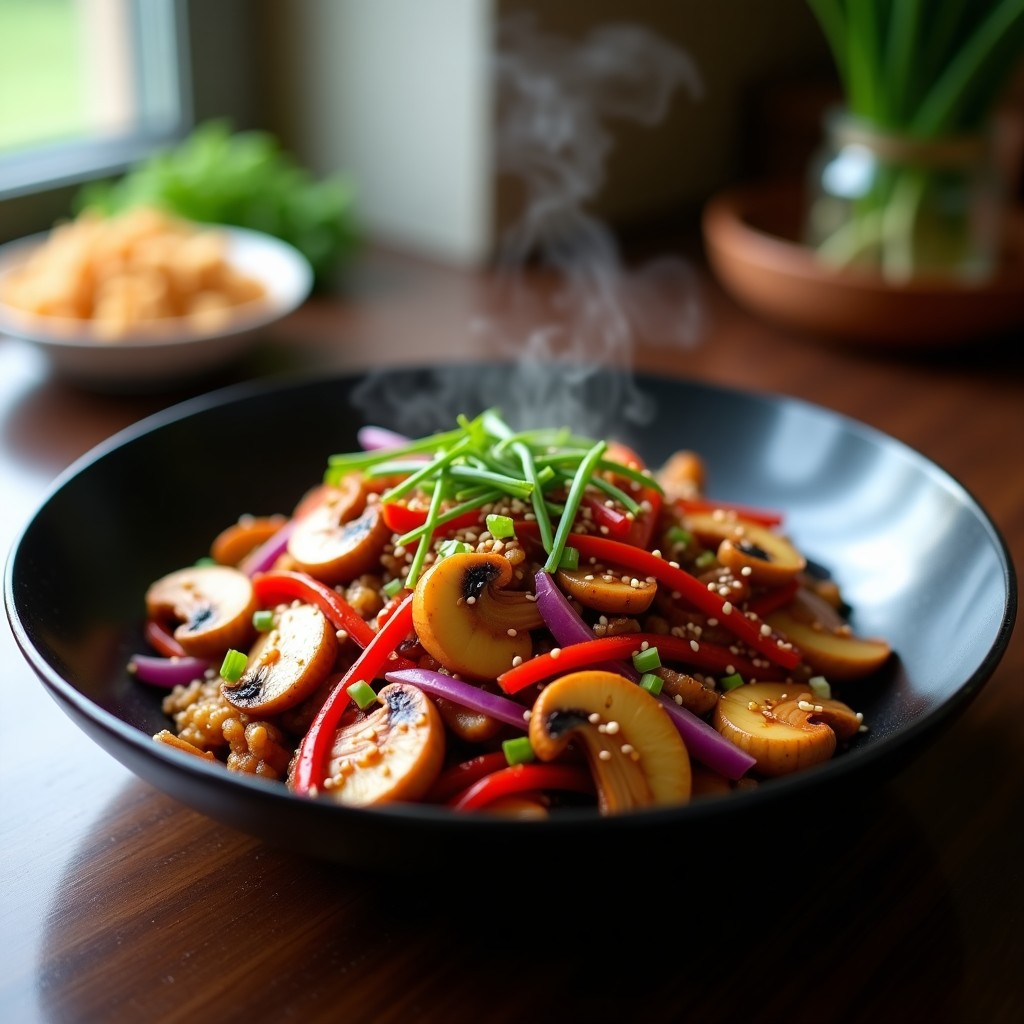 Wok de setas shiitake y brotes de bambú: Receta China en 10 minutos con salsa de ostras vegana