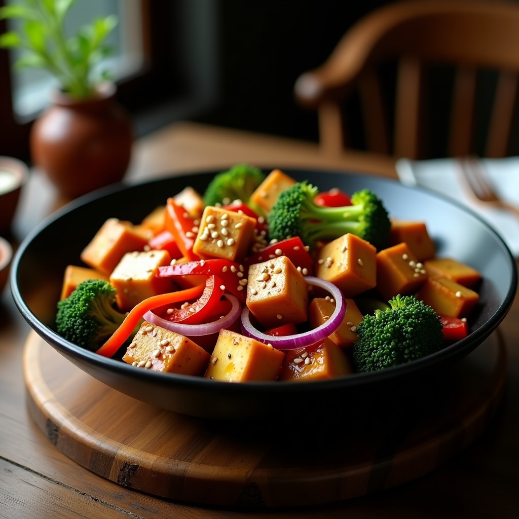 Wok de Tofoo y Verduras con Salsa Teriyaki: Receta Vegana en Airfryer sin Aceite