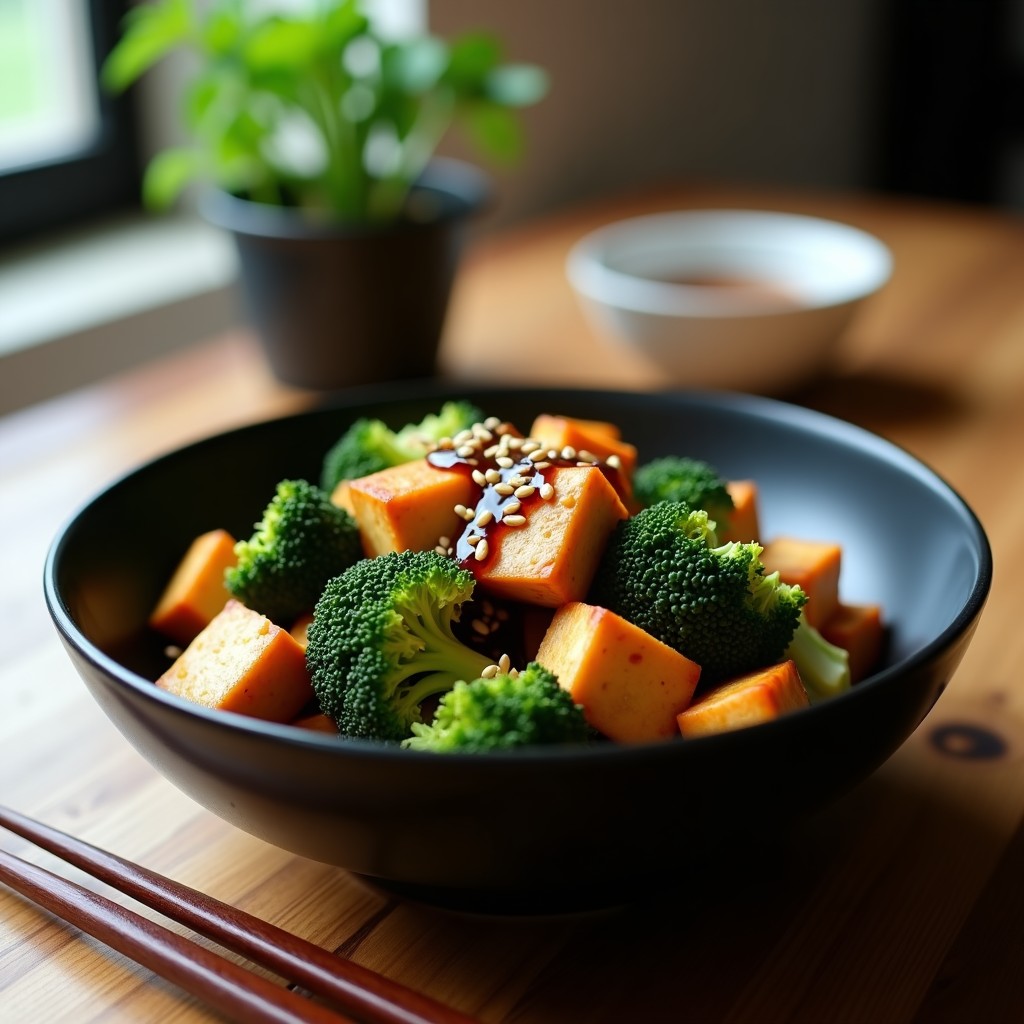 Wok de Tofu y Brócoli con Salsa Teriyaki Sin Azúcar: Receta Keto en Airfryer